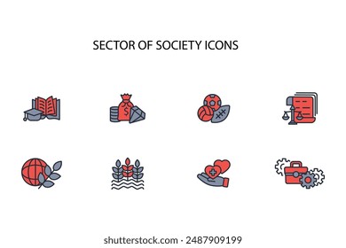 Sector of society icon set.vector.Editable stroke.linear style sign for use web design,logo.Symbol illustration.