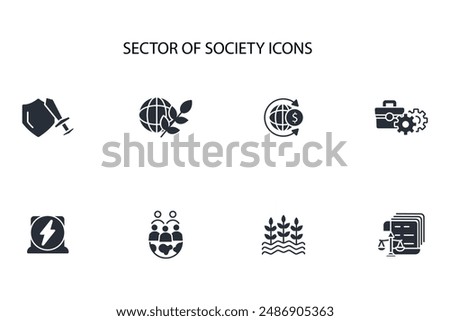 Sector of society icon set.vector.Editable stroke.linear style sign for use web design,logo.Symbol illustration.