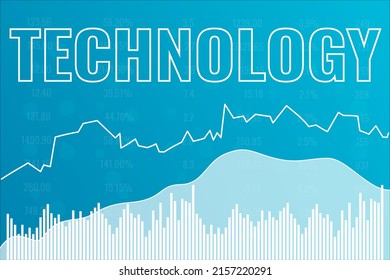 Sector Technology On Stock Market On Blue Finance Background. Financial Market Concept