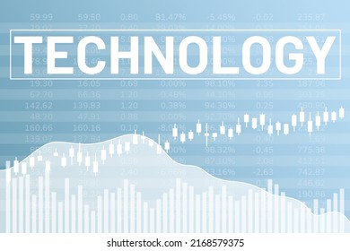 Sector Technology On Stock Market On Blue Finance Background. Financial Market Concept