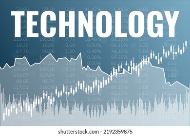 Sector Technology On Stock Market On Blue Finance Background