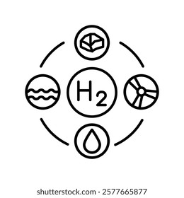 Sectoral integration of hydrogen line black icon.  Sign for web page, mobile app, button, logo. Vector isolated button. Editable stroke.
