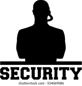 Secuirty silhouette with word