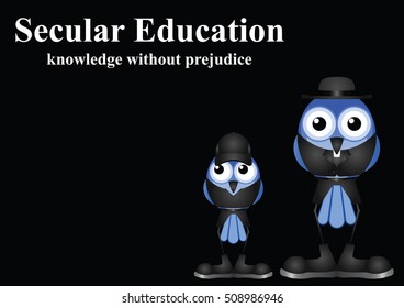 Secular education with knowledge without prejudice and the influence of religion on black background with copy space for own text