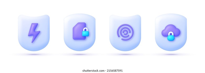 Secure 3D collection vector illustration on white backdrop. Modern icon for web background design. Isolated Vector illustration