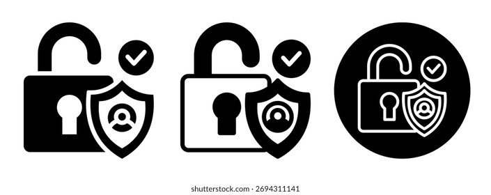 Glifo de Colección de iconos de acceso seguro y Ilustración vectorial mixta