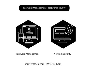 Secure Access Icons for Password Management and Cyber Network Protection