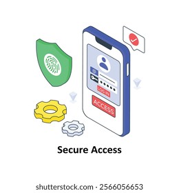 Secure Access isometric Colored illustration. EPS File stock illustration