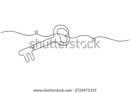 Secure access key continuous one line drawing minimal outline vector

