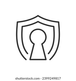 Sicherer Zugriff, lineares Symbol. Schlüssellochschild. Linie mit bearbeitbarem Hub