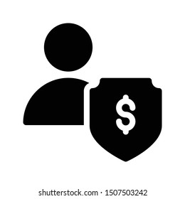 secure account glyph flat vector icon