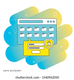 Secure account login flat vector illustration design. User interface login, account registration, site access authorization, online protection and security.