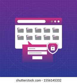 Secure account login flat vector illustration design. User interface login, account registration.