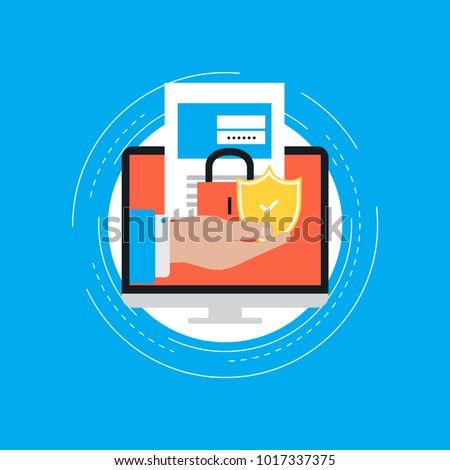 Secure account login flat vector illustration design. User interface login, account registration, site access authorization, online protection and security. Design for web banners and apps