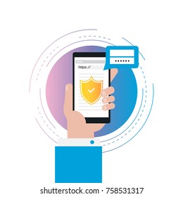Secure account login gradient color vector illustration design. User interface login, account registration, site access authorization, online protection and security. Design for web banners and apps