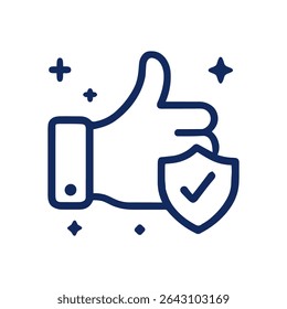 Secure agreement gesture with validation. Icon symbol illustration