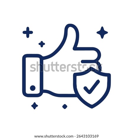 Secure agreement gesture with validation. Icon symbol illustration