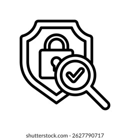 Secure Analytics Vector Lineal Icon On White Background.