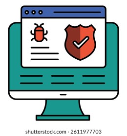 Secure Antivirus Malware Protection Vector Icon design, cyber safety, virus protection