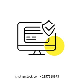 Secure and approved credit card payment. Pixel perfect, editable stroke line art icon