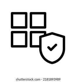 Sichere Apps-Icon in schwarzer Umrissform
