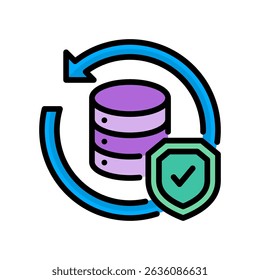 Secure Backup Icon Lineal Color Vector Illustration