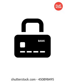 Secure bank card Icon Flat Style Isolated Vector Illustration