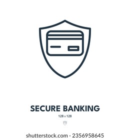 Icono de banca segura. Seguridad, dinero, finanzas. Stroke editable. Icono de vector simple