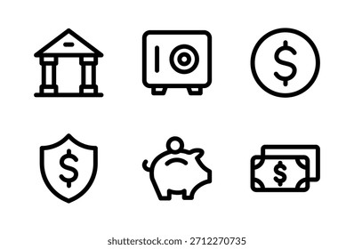 Conjunto de ícones do Secure Banking - coleção detalhada de símbolos financeiros, monetários e de transações para design financeiro e corporativo

