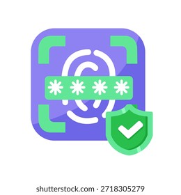 Ícone de autenticação biométrica segura e proteção por senha, ideal para representar tecnologia, segurança cibernética e processos de login seguros em aplicativos, sites e apresentações