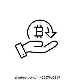 Secure bitcoin deposit, easy crypto transfer. Pixel perfect vector icon