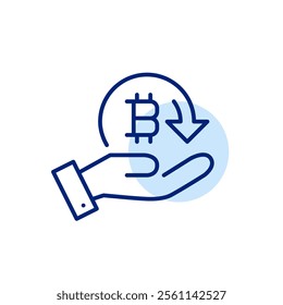 Secure bitcoin deposit, easy crypto transfer. Pixel perfect, editable stroke icon