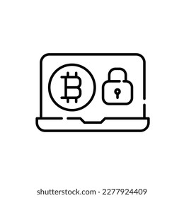 Proteger la cuenta de usuario y las transacciones de bitcoin. Icono de trazo de píxeles perfecto, modificable