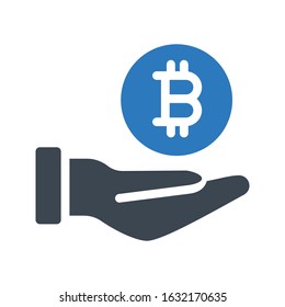 secure bitcoin vector glyph color icon 
