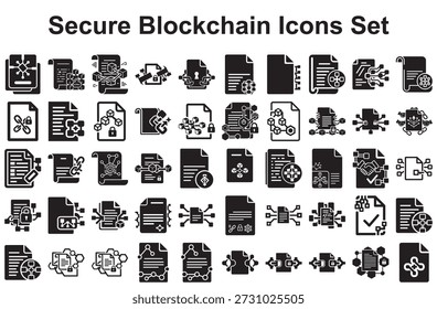 Coleção segura de ícones blockchain isolados no fundo branco