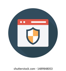 secure browser glyph flat vector icon