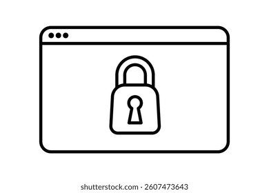 Secure Browser Icon Vector, cybersecurity padlock icon, secure server lock symbol, padlock on web icon, secure website vector icon