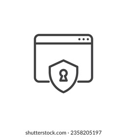 Secure Browser line icon. linear style sign for mobile concept and web design. Website Protection outline vector icon. Symbol, logo illustration. Vector graphics