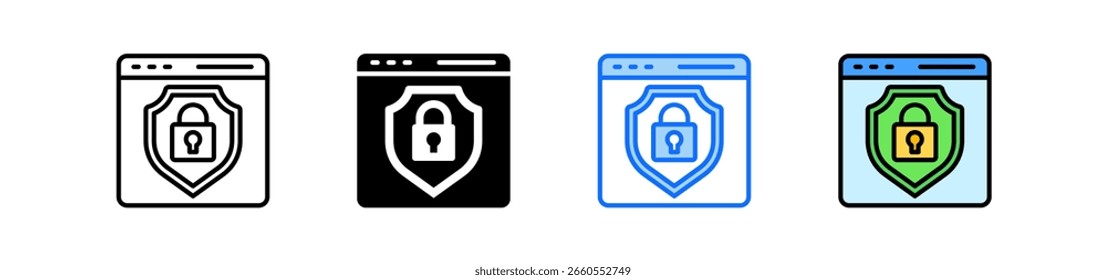 Secure Browsing Icon Set Multiple Style Collection