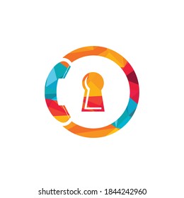 Diseño del logotipo del icono de llamada segura. Icono de dispositivo y bloqueo.