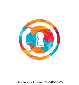 Secure Call Icon Logo Design. Handset and lock icon.