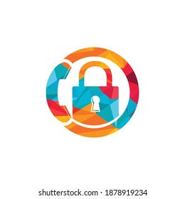 Secure Call Icon Logo Design. Handset and lock icon.
