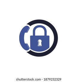 Secure Call Icon Logo Design. Handset and lock icon.