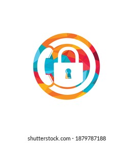 Diseño del logotipo del icono de llamada segura. Icono de dispositivo y bloqueo.