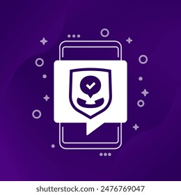 Secure Call Vektorgrafik Symbol mit Telefon und Schild