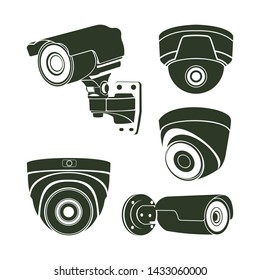 Secure Camera designs vector, CCTV Silhouette designs template, Logo icon symbol template