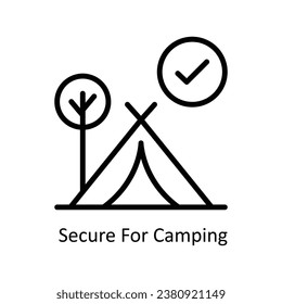 Sicher für Camping Vektor Umrisslinie Design Illustration. Symbol auf weißem Hintergrund EPS10-Datei 