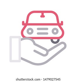 secure car colour line vector icon
