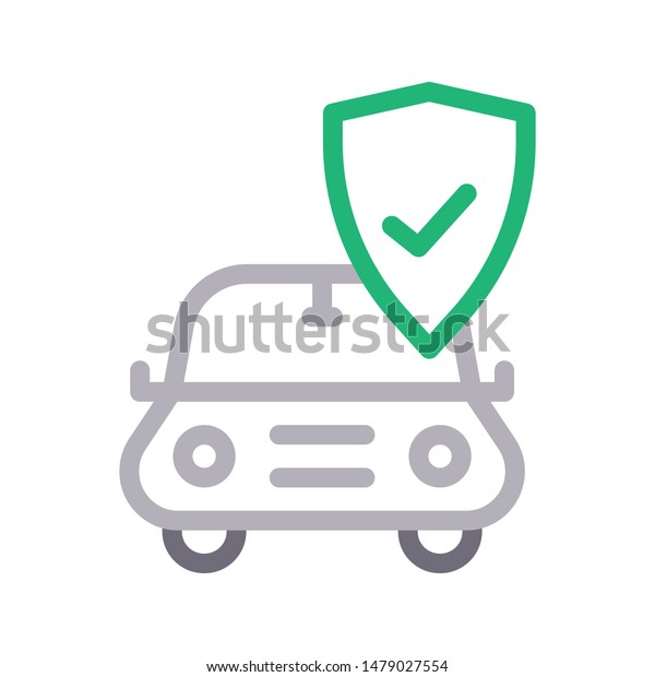 secure car colour line vector\
icon