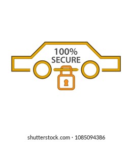 Secure car icon, flat design. Illustrations protect your car
